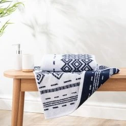 Dunelm Jax Jacquard Towel Blue