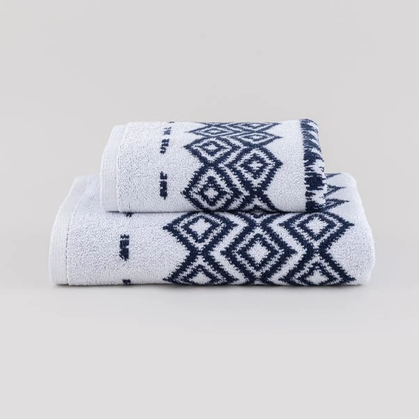 Dunelm Jax Jacquard Towel Blue 4 Dunelm Jax Jacquard Towel Blue - Image 2