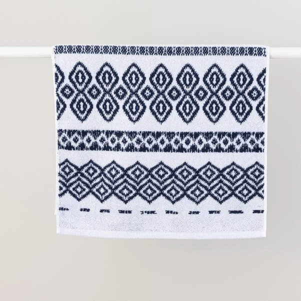 Dunelm Jax Jacquard Towel Blue 5 Dunelm Jax Jacquard Towel Blue - Image 3
