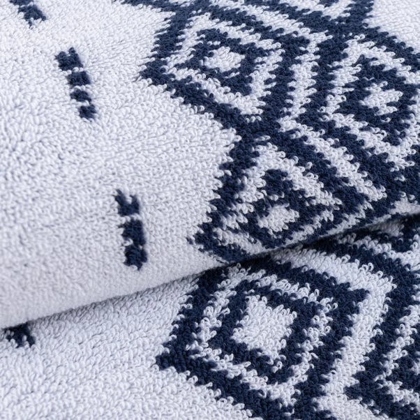 Dunelm Jax Jacquard Towel Blue 6 Dunelm Jax Jacquard Towel Blue - Image 4