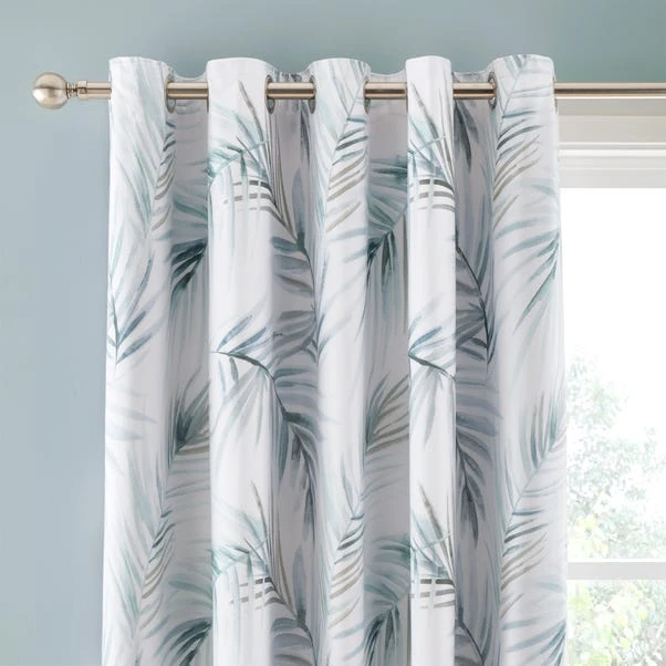 Dunelm Serenity Palm Leaf Seafoam Eyelet Curtains 3 Dunelm Serenity Palm Leaf Seafoam Eyelet Curtains