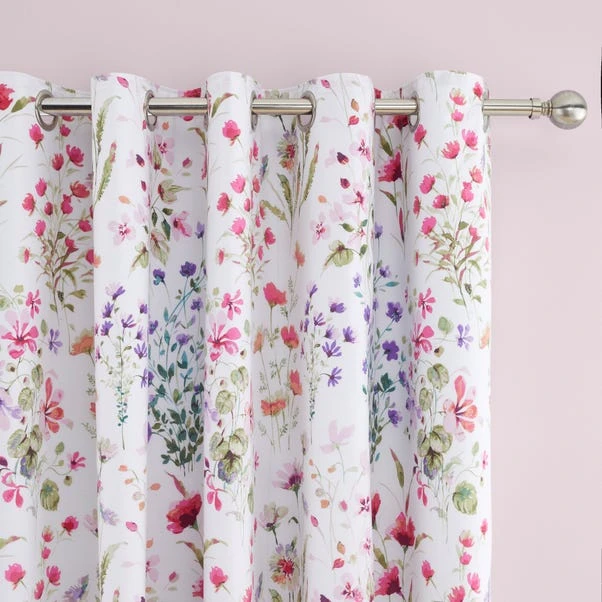 Dunelm Watercoloured Floral Pink Eyelet Curtains 3 Dunelm Watercoloured Floral Pink Eyelet Curtains