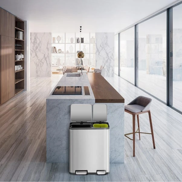 EKO Ecocasa II 30/20L Stainless Steel Recycling Bin 6 EKO Ecocasa II 30/20L Stainless Steel Recycling Bin - Image 4