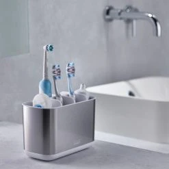Joseph Joseph EasyStore Steel Toothbrush Caddy Large White