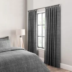 Dunelm Grayson Charcoal Tab Top Curtains