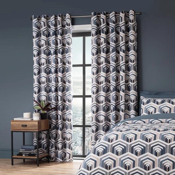 Dunelm Elements Archer Pacific Blackout Eyelet Curtains 5 Dunelm Elements Archer Pacific Blackout Eyelet Curtains - Image 3