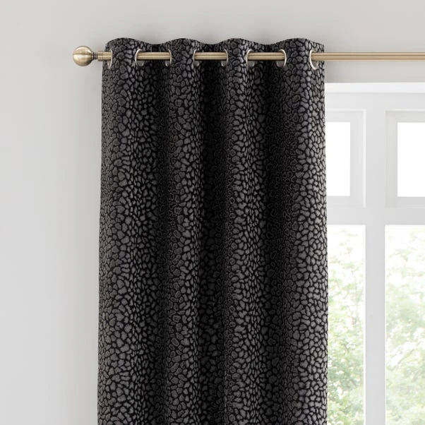 Dunelm Animal Cut Velvet Charcoal Eyelet Curtains 3 Dunelm Animal Cut Velvet Charcoal Eyelet Curtains