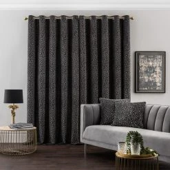 Dunelm Animal Cut Velvet Charcoal Eyelet Curtains 12 Dunelm Animal Cut Velvet Charcoal Eyelet Curtains -Dunelm Sales Store 30808482 alt04