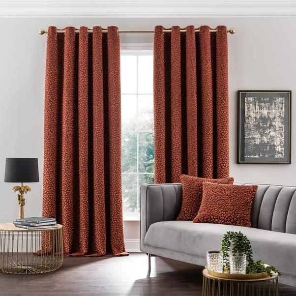 Dunelm Animal Cut Velvet Copper Eyelet Curtains 4 Dunelm Animal Cut Velvet Copper Eyelet Curtains - Image 2