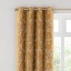 Dunelm Chenille Scroll Ochre Eyelet Curtains 1 Dunelm Chenille Scroll Ochre Eyelet Curtains -Dunelm Sales Store 30808532