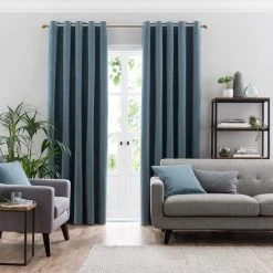 Dunelm Luna Brushed Pacific Blue Blackout Eyelet Curtains 9 Dunelm Luna Brushed Pacific Blue Blackout Eyelet Curtains -Dunelm Sales Store 30808572 alt01