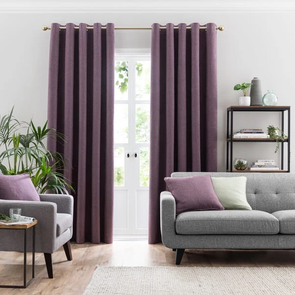 Dunelm Luna Brushed Thistle Blackout Eyelet Curtains 4 Dunelm Luna Brushed Thistle Blackout Eyelet Curtains - Image 2