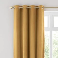 Dunelm Satin Old Gold Eyelet Curtains