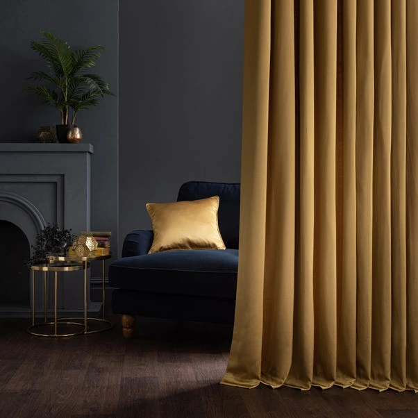 Dunelm Satin Old Gold Eyelet Curtains 6 Dunelm Satin Old Gold Eyelet Curtains - Image 4