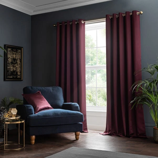Dunelm Satin Merlot Eyelet Curtains 4 Dunelm Satin Merlot Eyelet Curtains - Image 2