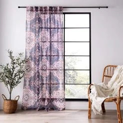 Dunelm Printed Oriental Pink Slot Top Single Voile Panel 8 Dunelm Printed Oriental Pink Slot Top Single Voile Panel -Dunelm Sales Store 30809040 alt01