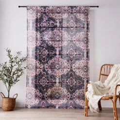 Dunelm Printed Oriental Pink Slot Top Single Voile Panel 10 Dunelm Printed Oriental Pink Slot Top Single Voile Panel -Dunelm Sales Store 30809040 alt03