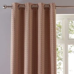 Dunelm Ryder Check Rust Eyelet Curtains