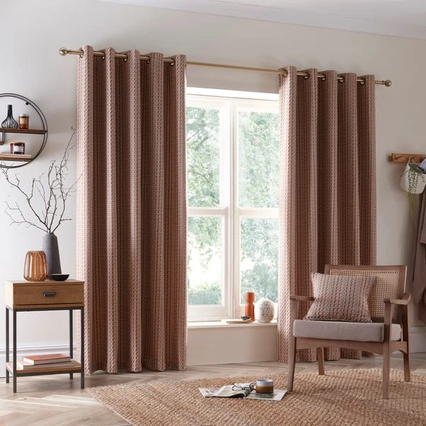 Dunelm Ryder Check Rust Eyelet Curtains 4 Dunelm Ryder Check Rust Eyelet Curtains - Image 2