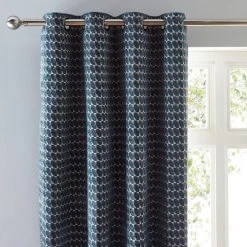 Dunelm Laurent Geo Teal Eyelet Curtains