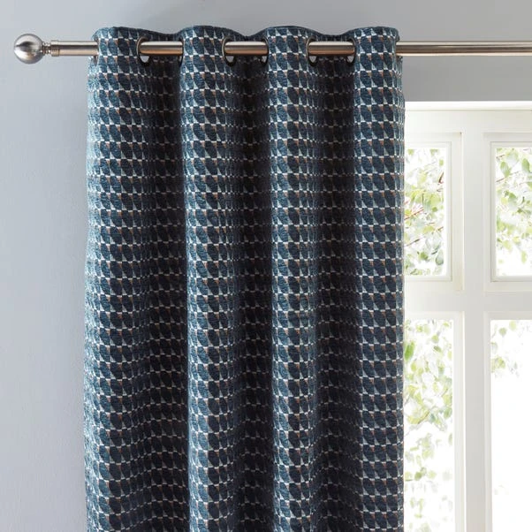 Dunelm Laurent Geo Teal Eyelet Curtains 3 Dunelm Laurent Geo Teal Eyelet Curtains