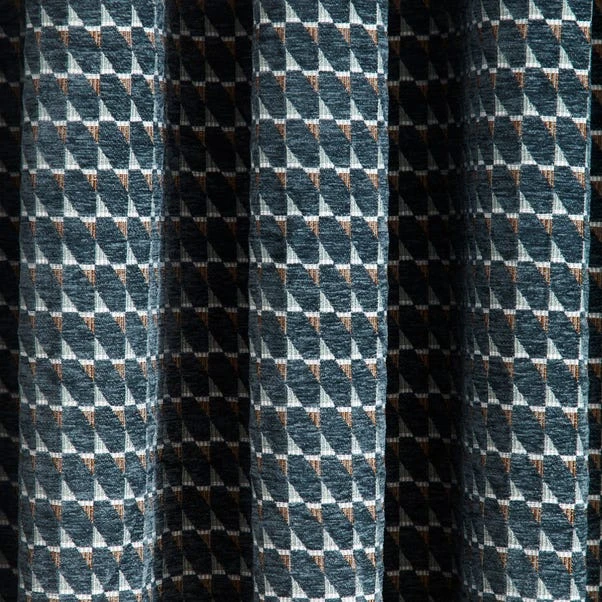 Dunelm Laurent Geo Teal Eyelet Curtains 5 Dunelm Laurent Geo Teal Eyelet Curtains - Image 3