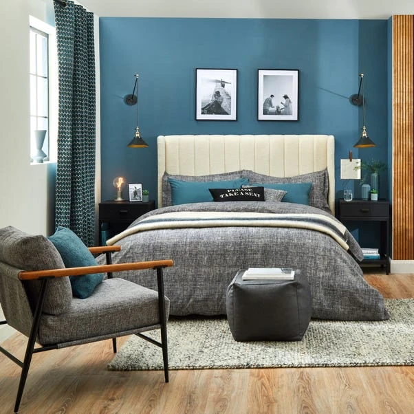 Dunelm Laurent Geo Teal Eyelet Curtains 6 Dunelm Laurent Geo Teal Eyelet Curtains - Image 4