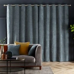 Dunelm Laurent Geo Teal Eyelet Curtains 12 Dunelm Laurent Geo Teal Eyelet Curtains -Dunelm Sales Store 30809353 alt04