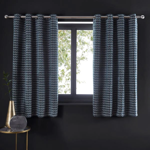 Dunelm Laurent Geo Teal Eyelet Curtains 8 Dunelm Laurent Geo Teal Eyelet Curtains - Image 6
