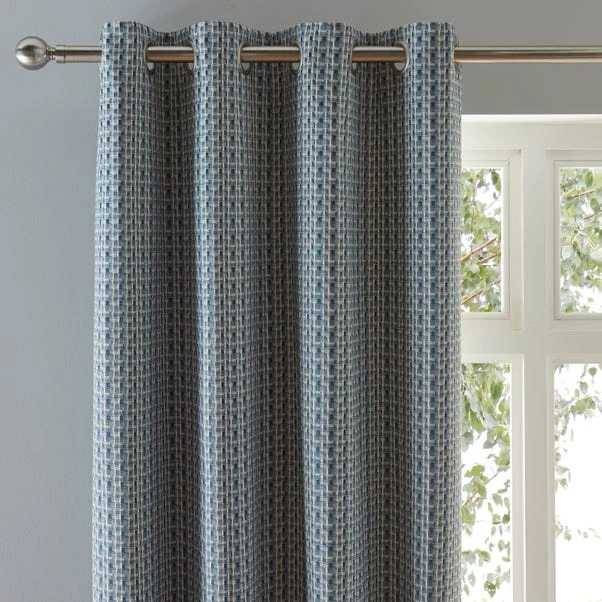 Dunelm Ryder Check Blue Eyelet Curtains 3 Dunelm Ryder Check Blue Eyelet Curtains