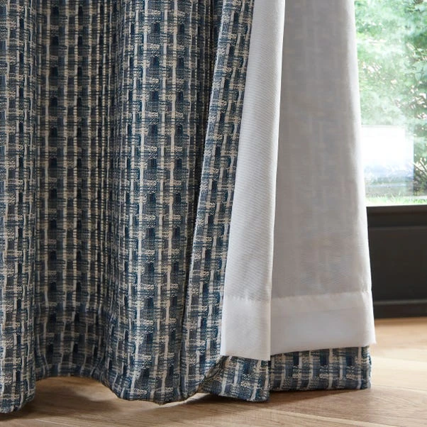 Dunelm Ryder Check Blue Eyelet Curtains 8 Dunelm Ryder Check Blue Eyelet Curtains - Image 6