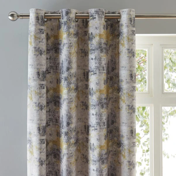 Dunelm Cove Textured Print Ochre Eyelet Curtains 3 Dunelm Cove Textured Print Ochre Eyelet Curtains