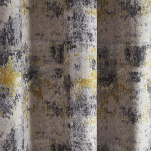 Dunelm Cove Textured Print Ochre Eyelet Curtains 5 Dunelm Cove Textured Print Ochre Eyelet Curtains - Image 3