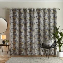 Dunelm Cove Textured Print Ochre Eyelet Curtains 11 Dunelm Cove Textured Print Ochre Eyelet Curtains -Dunelm Sales Store 30809403 alt04