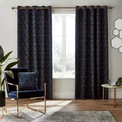 Dunelm Mottled Chenille Navy Eyelet Curtains 8 Dunelm Mottled Chenille Navy Eyelet Curtains -Dunelm Sales Store 30810044 alt01
