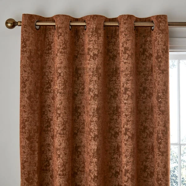 Dunelm Mottled Chenille Rust Eyelet Curtains 3 Dunelm Mottled Chenille Rust Eyelet Curtains