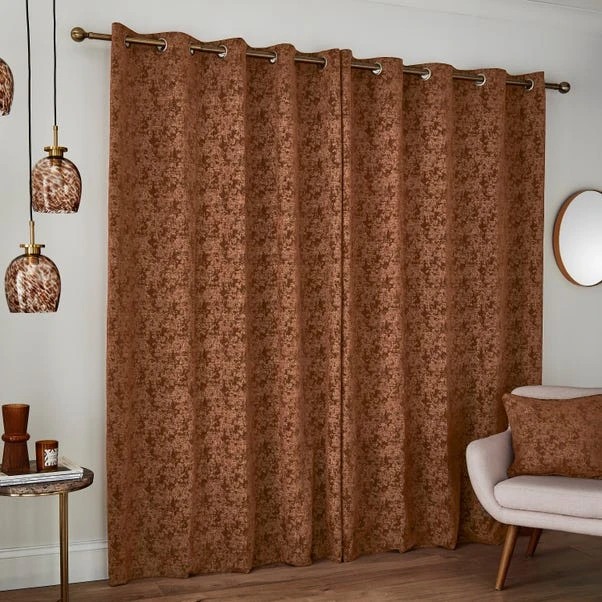 Dunelm Mottled Chenille Rust Eyelet Curtains 6 Dunelm Mottled Chenille Rust Eyelet Curtains - Image 4