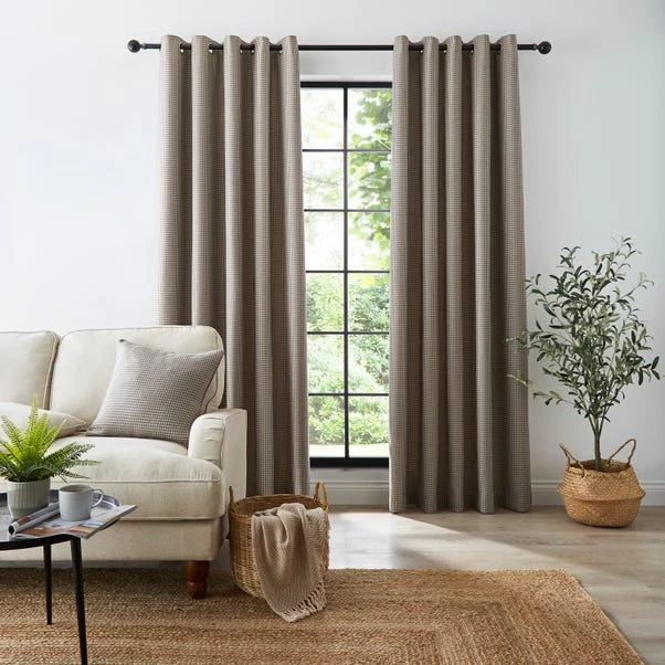 Dunelm Churchgate Dogtooth Natural Grey Eyelet Curtains 3 Dunelm Churchgate Dogtooth Natural Grey Eyelet Curtains