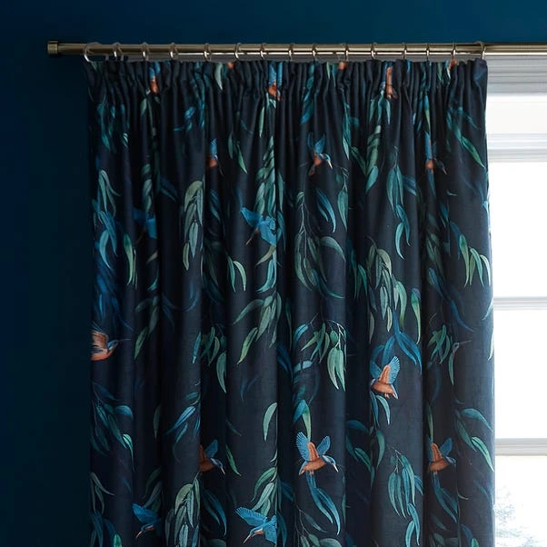 Natural History Museum Kingfisher Peacock Pencil Pleat Curtains 3 Natural History Museum Kingfisher Peacock Pencil Pleat Curtains