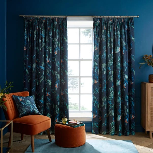 Natural History Museum Kingfisher Peacock Pencil Pleat Curtains 4 Natural History Museum Kingfisher Peacock Pencil Pleat Curtains - Image 2