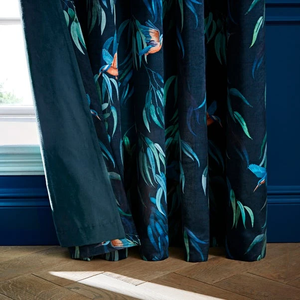 Natural History Museum Kingfisher Peacock Pencil Pleat Curtains 6 Natural History Museum Kingfisher Peacock Pencil Pleat Curtains - Image 4