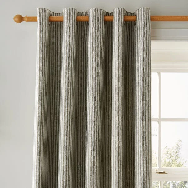 Dunelm Churchgate Herringbone Stripe Olive Eyelet Curtains 3 Dunelm Churchgate Herringbone Stripe Olive Eyelet Curtains