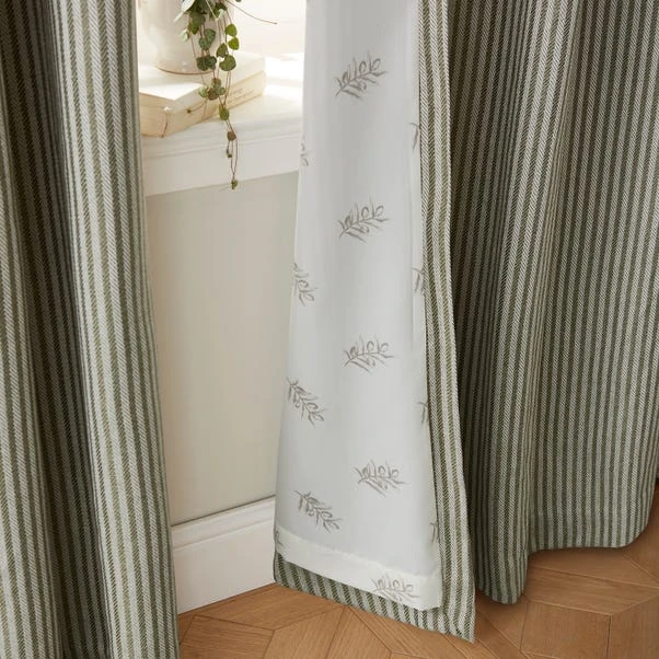 Dunelm Churchgate Herringbone Stripe Olive Eyelet Curtains 7 Dunelm Churchgate Herringbone Stripe Olive Eyelet Curtains - Image 5