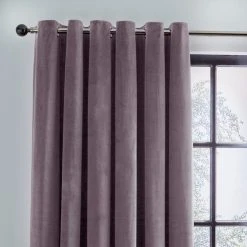 Dunelm Recycled Velour Eyelet Curtains Thistle