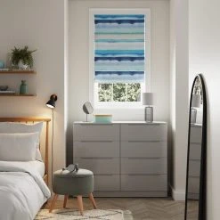 Dunelm Ocean Stripe Blackout Blue Roman Blind