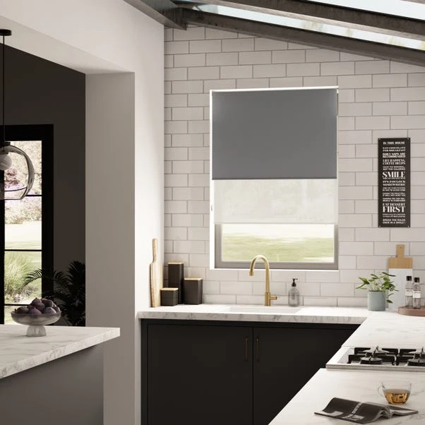 Dunelm Sheer Charcoal Blackout Double Roller Blind 3 Dunelm Sheer Charcoal Blackout Double Roller Blind