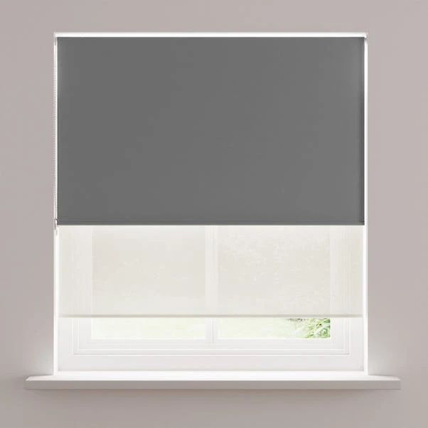 Dunelm Sheer Charcoal Blackout Double Roller Blind 4 Dunelm Sheer Charcoal Blackout Double Roller Blind - Image 2