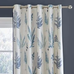 Dunelm Fern Blue Eyelet Curtains