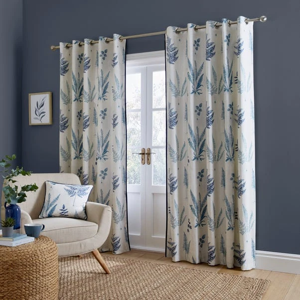 Dunelm Fern Blue Eyelet Curtains 4 Dunelm Fern Blue Eyelet Curtains - Image 2