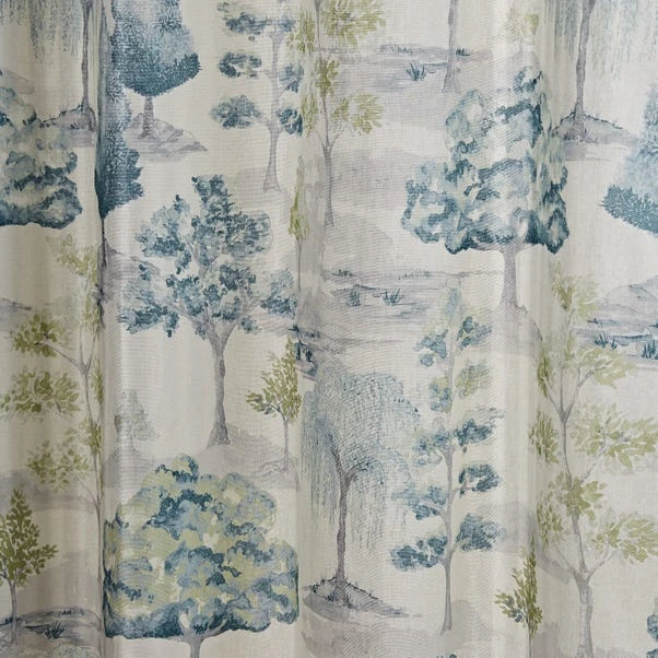 Dunelm Watercolour Trees Teal Pencil Pleat Curtains 5 Dunelm Watercolour Trees Teal Pencil Pleat Curtains - Image 3